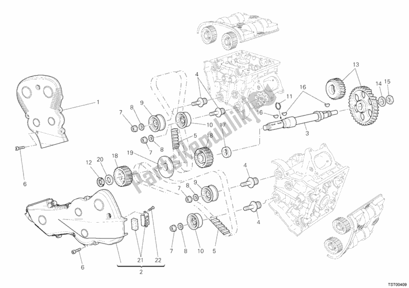 All parts for the Timing Belt of the Ducati Superbike 848 EVO Corse SE USA 2012